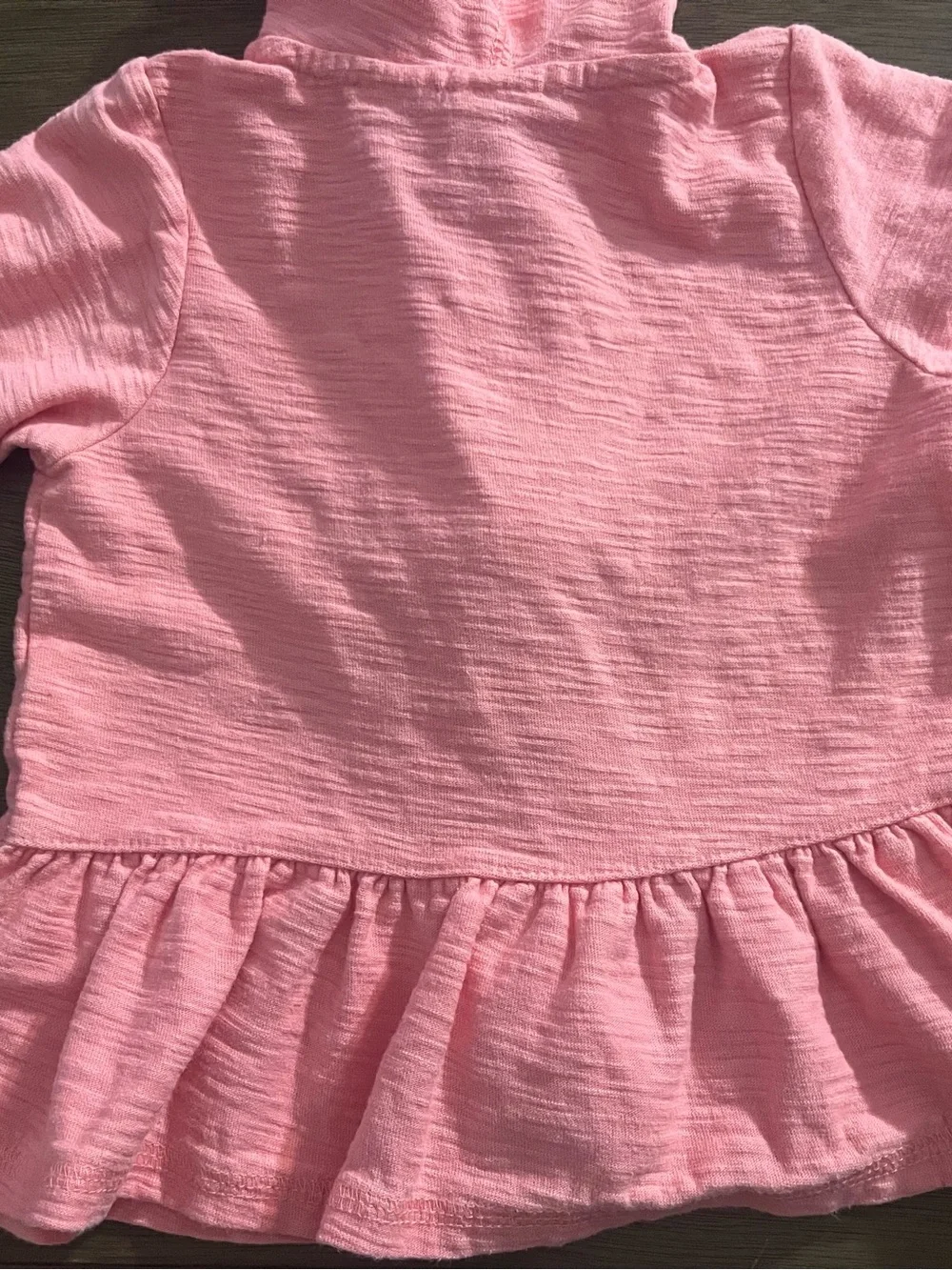 Peanut & Ollie Pink Hooded Ruffle Zip-Up Jacket | Girls 18M | Cotton Blend